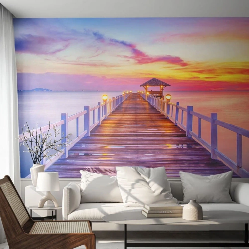 Fotomural Premium Sand - El silencio lila-dorado de la tarde - Paisaje, Mar, Bahía - 250x175 cm