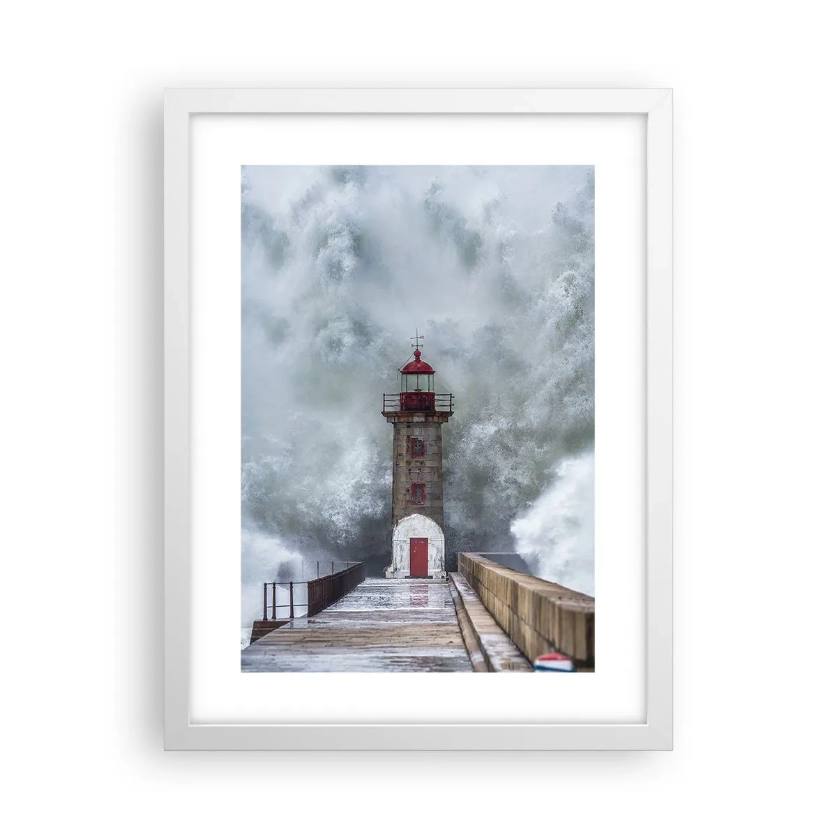 Póster en marco blanco - El rugido de las aguas, la fuerza del viento - 30x40 cm