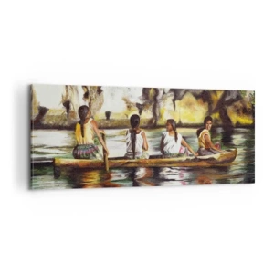 Cuadro sobre lienzo - Impresión de Imagen - En un paraíso polinesio - 100x40 cm