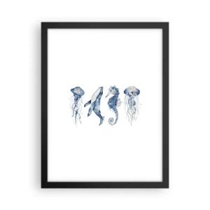 Póster en marco negro - Fauna marina - 30x40 cm