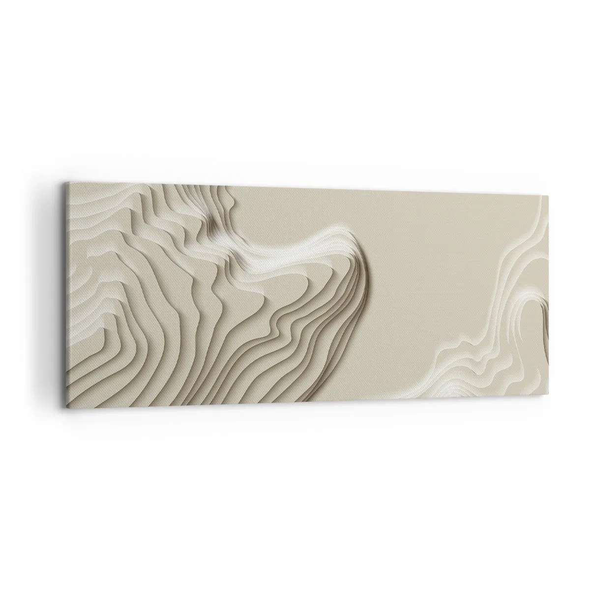 Cuadro sobre lienzo - Impresión de Imagen - Un patrón abstracto en tonos beige con efecto lineal. - 120x50cm - Topografía del arte - Decoración de pared moderna para salón y dormitorio ARTTOR