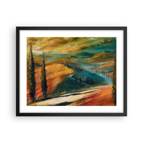 Póster en marco negro - Paisaje toscano - 50x40 cm