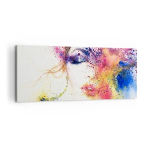 Cuadro sobre lienzo - Impresión de Imagen - Un retrato artístico de una mujer en expresivos colores de acuarela. - 120x50cm - Vértigo del arco iris - Decoración de pared moderna para salón y dormitorio ARTTOR