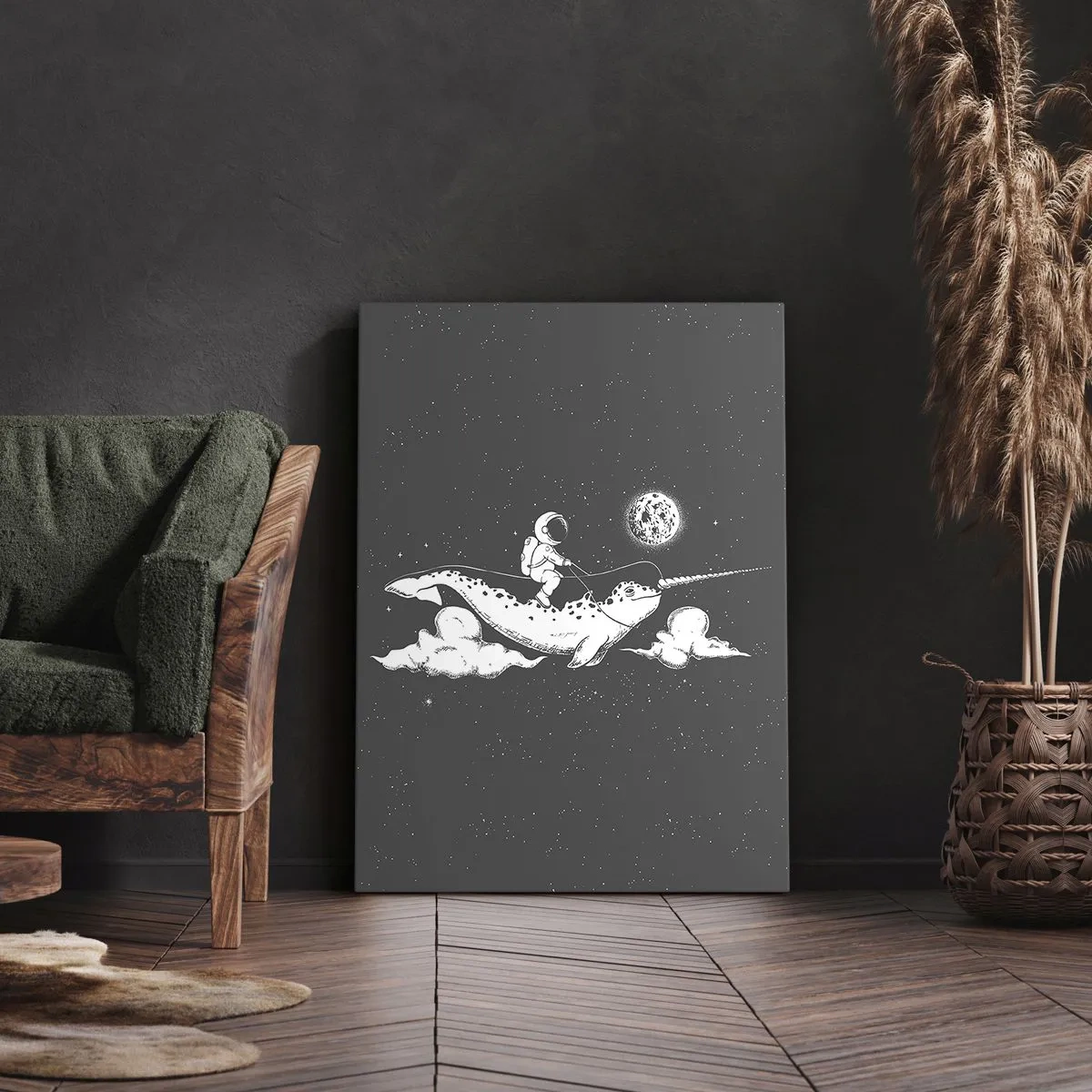 Cuadro sobre lienzo - Impresión de Imagen - Jinete espacial - 45x80 cm