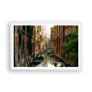 Póster en marco blanco - En un callejón veneciano - 91x61 cm