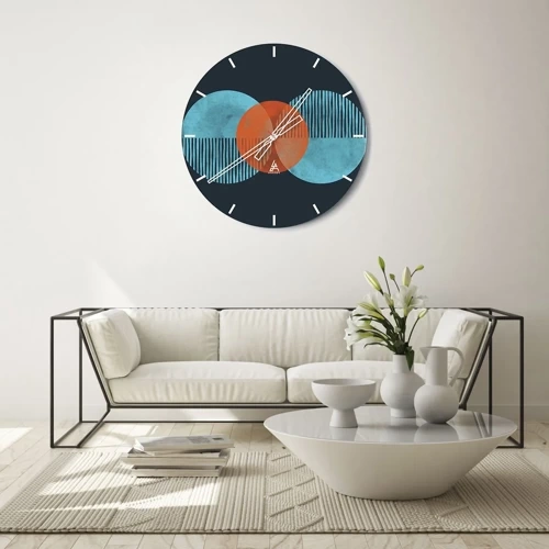Reloj de pared - Reloj de vidrio - Composición simétrica - 40x40 cm