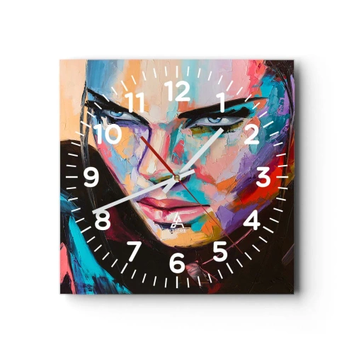 Reloj de pared - Reloj de vidrio - Salvaje de corazón - 30x30 cm