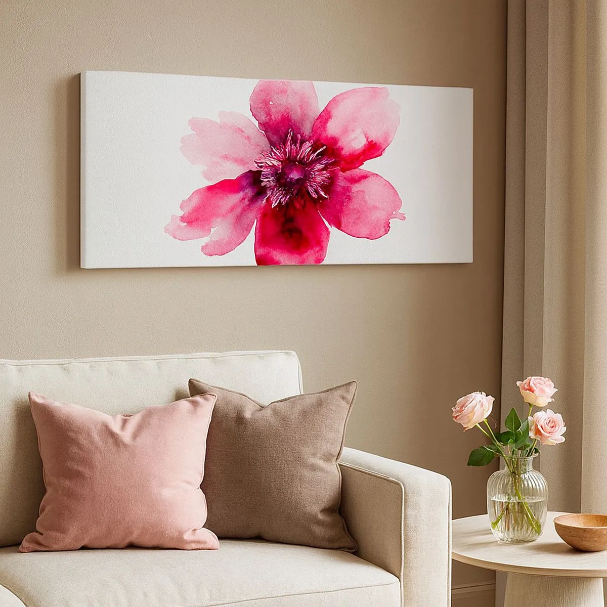 Cuadro sobre lienzo - Impresión de Imagen - Un beso con aroma a carmín - 100x40 cm