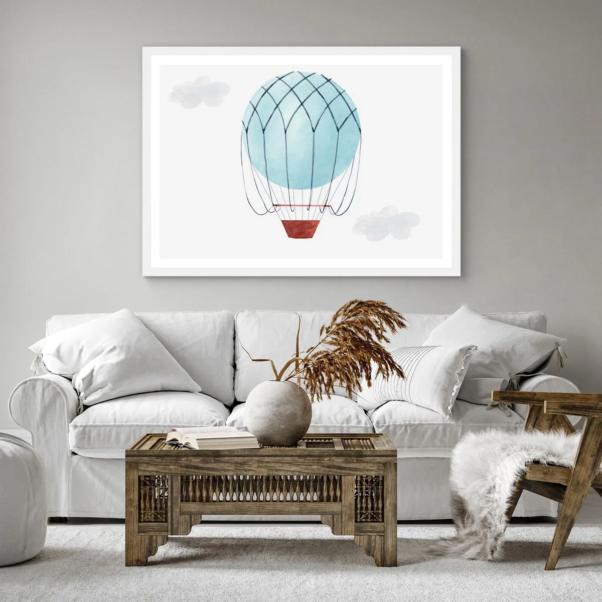 Póster en marco blanco - Acariciando las nubes - 60x60 cm