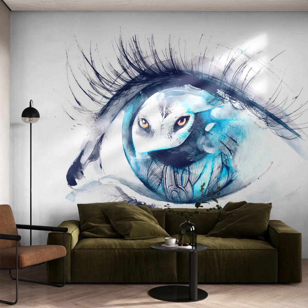 Fotomural Standard Eco - Ojo con la naturaleza - Abstracción, Ojo, Búho - 400x280 cm