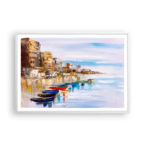 Póster en marco blanco - Puerto urbano multicolor - 100x70 cm
