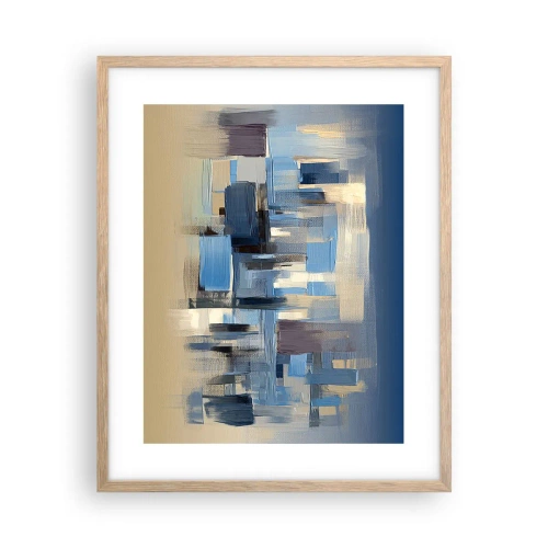 Póster en marco roble claro - Construcción azul - 40x50 cm