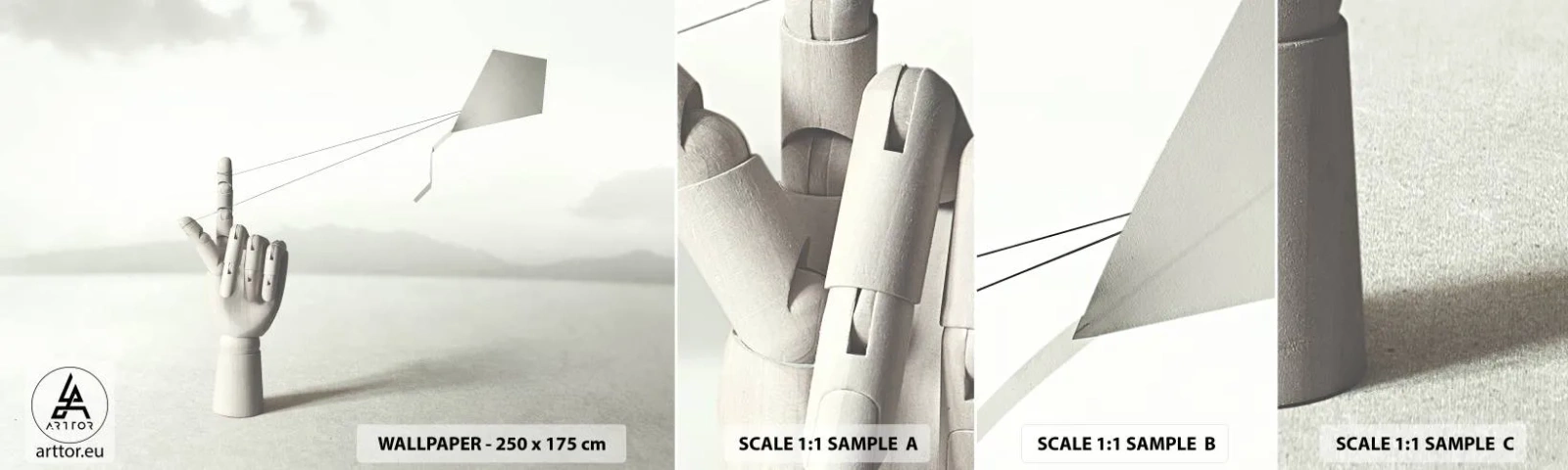 Muestra De Fotomural Standard Eco - Una prueba de fuerza - Abstracción, Mano, Cometa - 100x30 cm