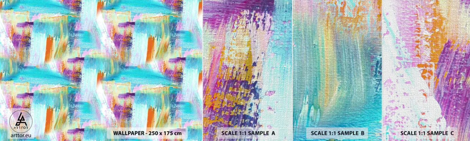 Muestra de fotomural Premium Canvas - Un alegre traductor de garabatos - Abstracción, Pedazo, Cuadro - 100x30 cm