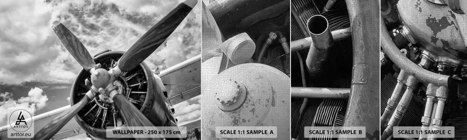 Muestra de fotomural Premium Canvas - Conquistador de los cielos - Avión, Hélice de avión, Vintage - 100x30 cm