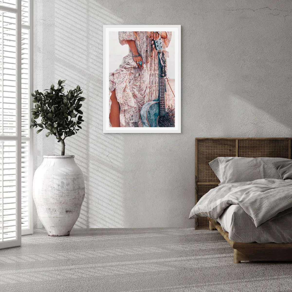 Póster en marco blanco - Una flor en el camino - 50x70 cm