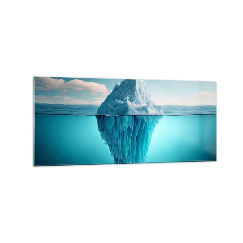 Cuadro sobre vidrio - Impresiones sobre Vidrio - Un iceberg visible por encima y por debajo de la superficie del agua. - 120x50cm - El trono de hielo - Decoración de pared moderna para salón y dormitorio ARTTOR