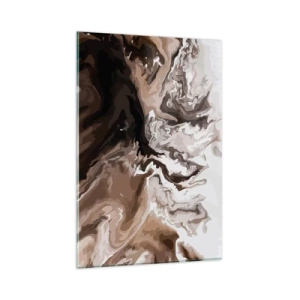 Cuadro sobre vidrio - Impresiones sobre Vidrio - Abstracción en tonos marrones con líneas dinámicas. - 80x120cm - Contenencia del color - Decoración de pared moderna para salón y dormitorio ARTTOR