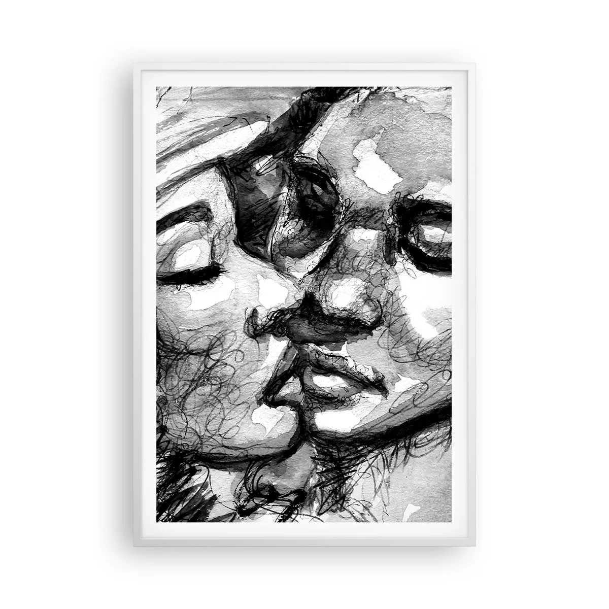 Póster en marco blanco - Un momento tierno - 70x100 cm