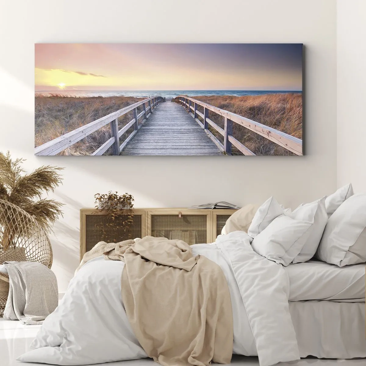 Cuadro sobre lienzo - Impresión de Imagen - Aurora vespertina del Báltico - 100x40 cm