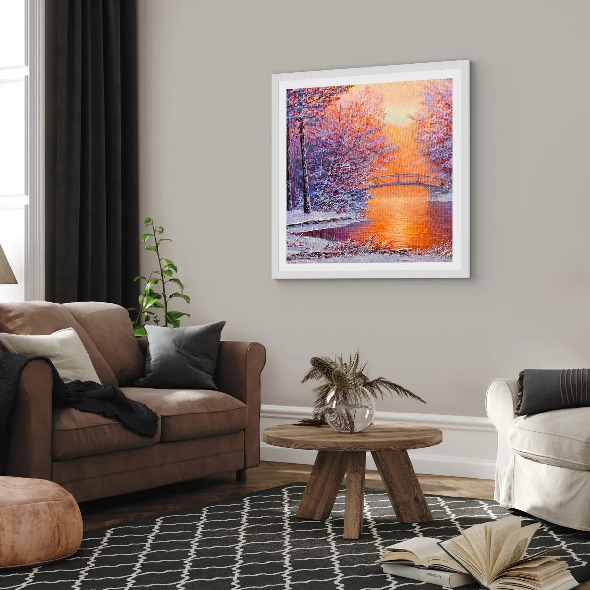 Póster en marco blanco - Reunámonos aquí - 50x50 cm