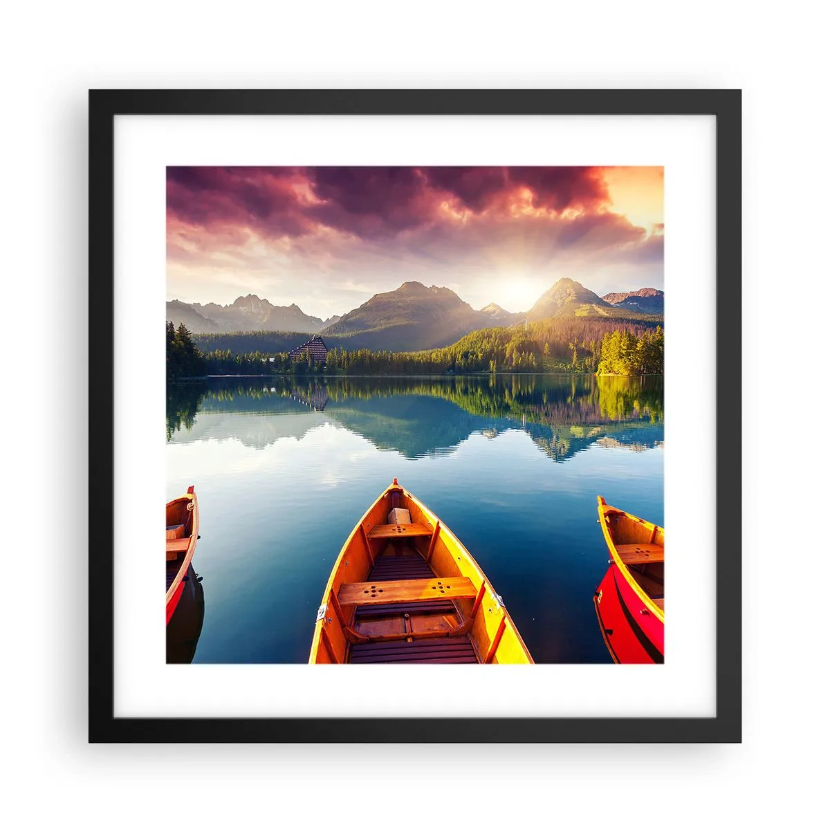 Póster en marco negro - Frente a la naturaleza - 40x40 cm