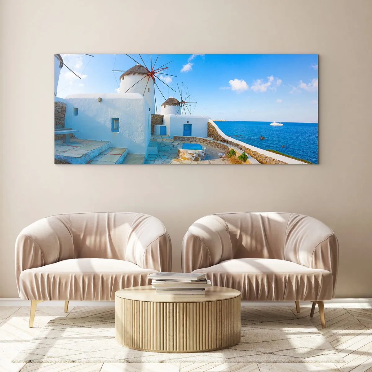 Cuadro sobre vidrio - Impresiones sobre Vidrio - Viento azul marino - 100x40 cm
