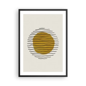 Póster en marco negro - Gráfico minimalista con un círculo amarillo y líneas negras. - 50x70cm - Abstracción cálida - Decoración de pared moderna para salón y dormitorio ARTTOR