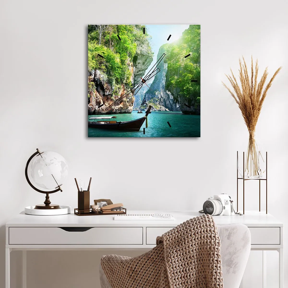 Reloj de pared - Reloj de vidrio - Una invitación a un viaje exótico - 40x40 cm