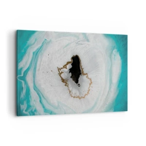 Cuadro sobre lienzo - Impresión de Imagen - Motivo de geoda abstracta en tonos turquesa, blanco y dorado. - 120x80cm - Para acceder al interior - Decoración de pared moderna para salón y dormitorio ARTTOR