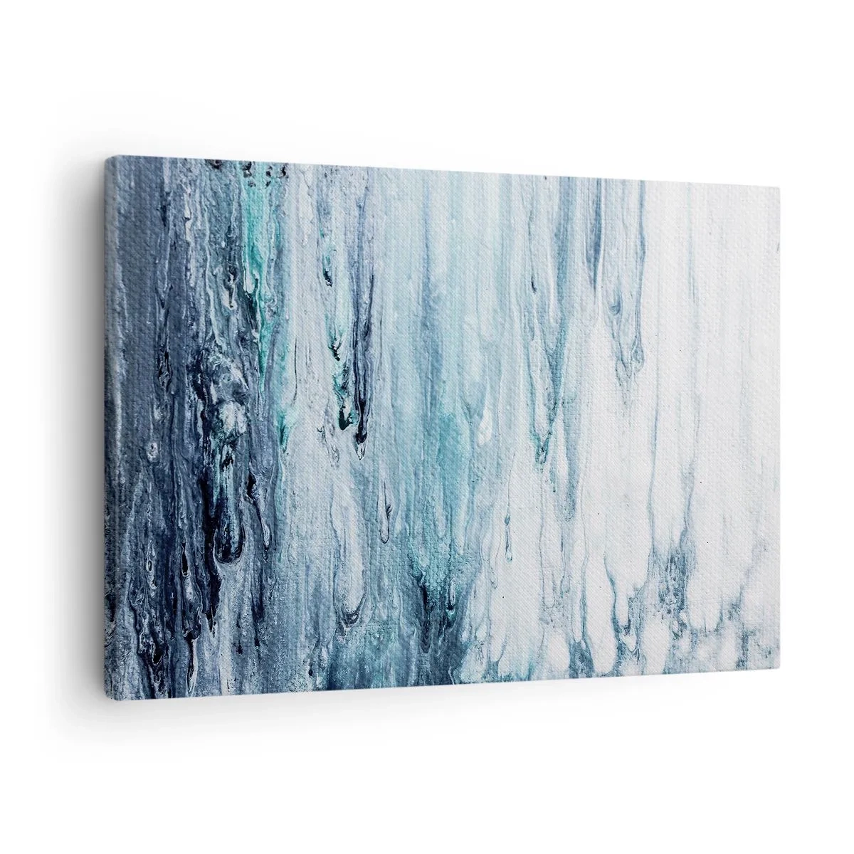 Cuadro sobre lienzo - Impresión de Imagen - Rayas abstractas azules y blancas que se asemejan a carámbanos - 70x50cm - Carámbanos de azul - Decoración de pared moderna para salón y dormitorio ARTTOR