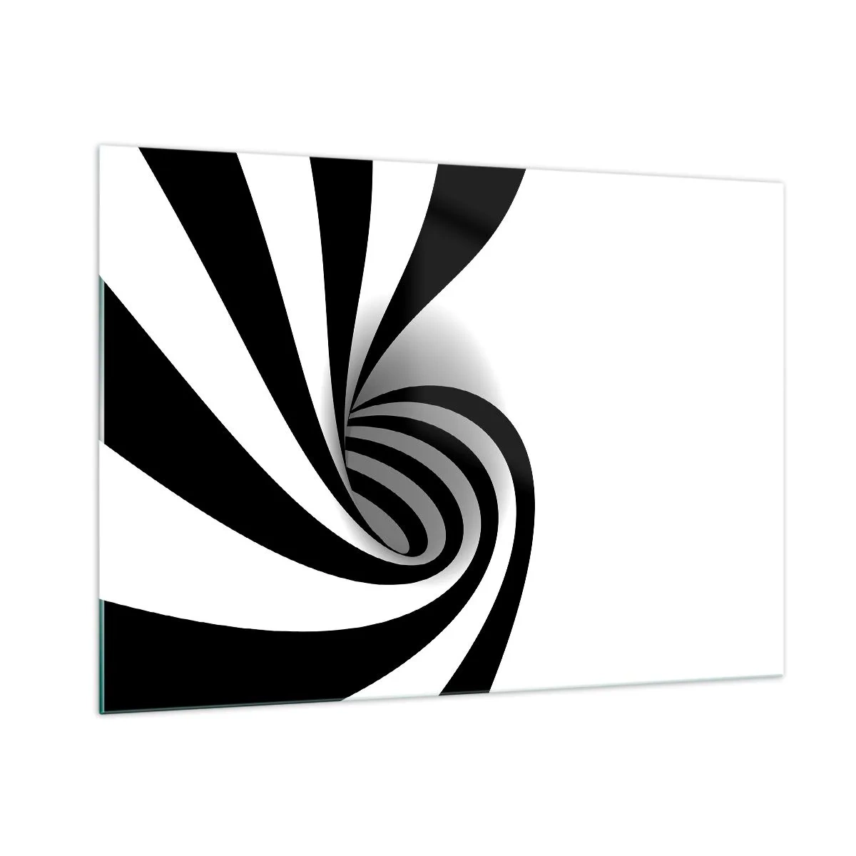 Cuadro sobre vidrio - Impresiones sobre Vidrio - Espiral abstracta en blanco y negro con forma dinámica. - 100x70cm - Y sin embargo, gira - Decoración de pared moderna para salón y dormitorio ARTTOR
