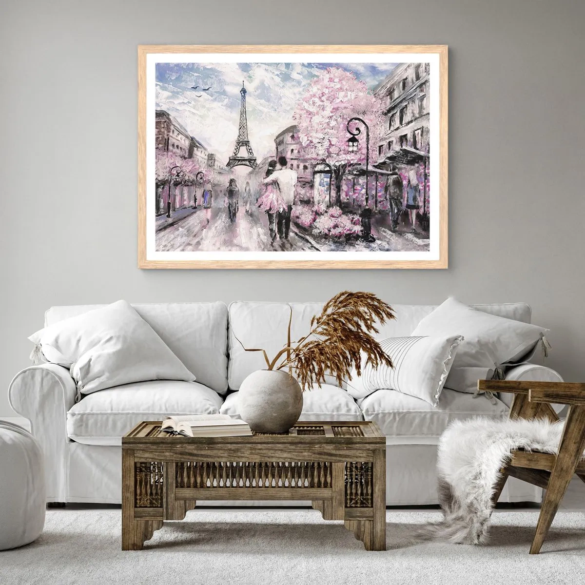 Póster en marco roble claro - La ciudad del amor - 50x40 cm