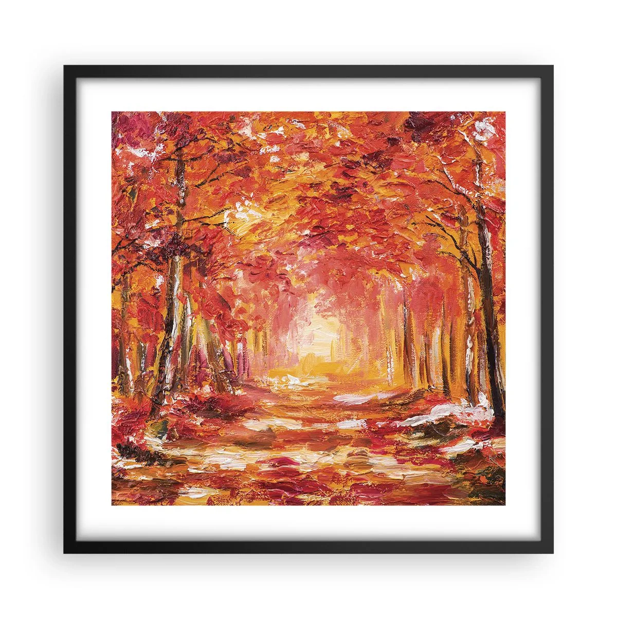 Póster en marco negro - Bosque de cobre - 50x50 cm