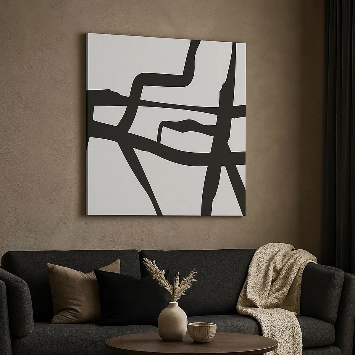 Cuadro sobre lienzo - Impresión de Imagen - Construcción en blanco y negro - 30x30 cm