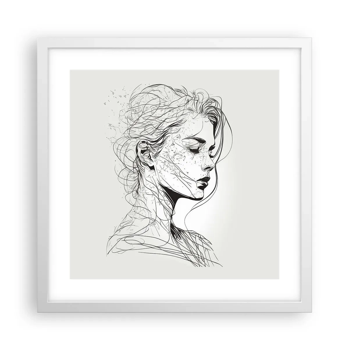 Póster en marco blanco - Retrato de ensueño - 40x40 cm