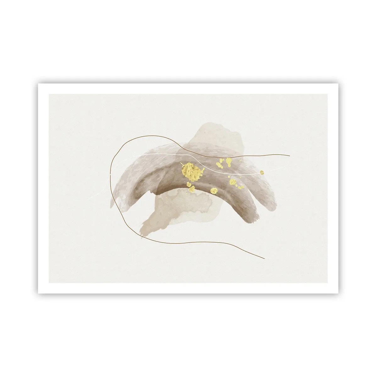 Póster - Una composición abstracta en tonos beige y dorado. - 100x70cm - Encontrado en el espacio - Decoración de pared moderna para salón y dormitorio ARTTOR
