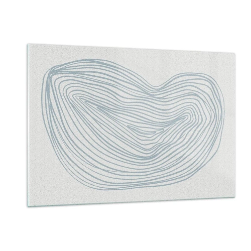 Cuadro sobre vidrio - Impresiones sobre Vidrio - Las delicadas líneas azules crean una forma orgánica y fluida. - 120x80cm - Sonrisa de una gota - Decoración de pared moderna para salón y dormitorio ARTTOR