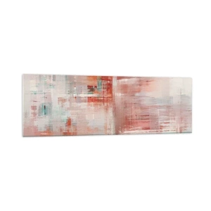 Cuadro sobre vidrio - Impresiones sobre Vidrio - Una composición abstracta con tonos rojos y colores pastel. - 160x50cm - Niebla rosa - Decoración de pared moderna para salón y dormitorio ARTTOR
