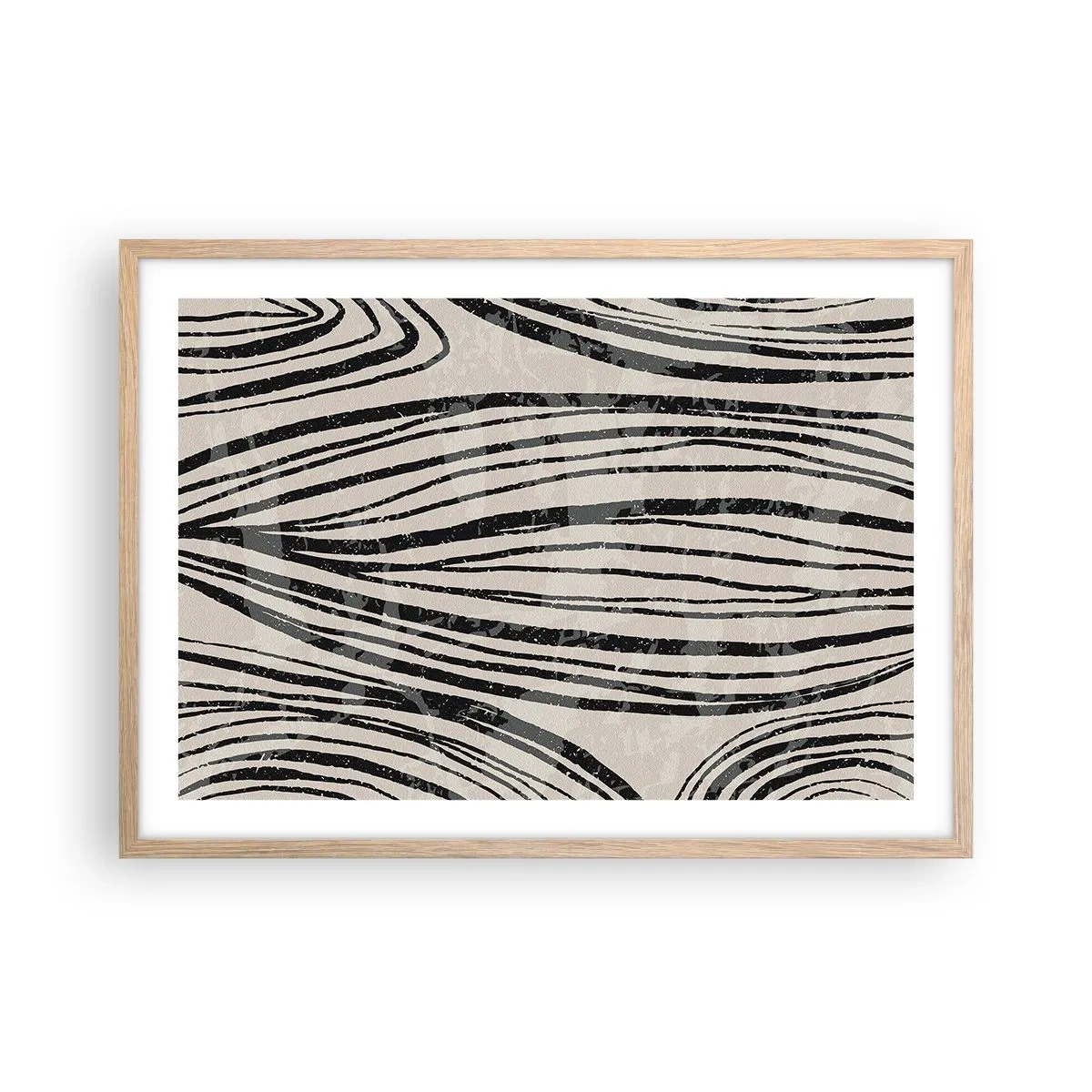 Póster en marco roble claro - Salpicadura de líneas - 70x50 cm