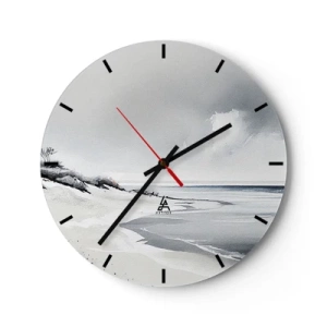 Reloj de pared - Reloj de vidrio - Un paisaje de playa minimalista con dunas y cielo nublado. - 30x30cm - Juntos desde el principio de los tiempos - Decoración de pared moderna para salón, cocina y dormitorio ARTTOR