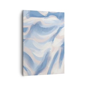 Cuadro sobre lienzo - Impresión de Imagen - Pinceladas abstractas en tonos azules y beige - 50x70cm - Ondas azules - Decoración de pared moderna para salón y dormitorio ARTTOR