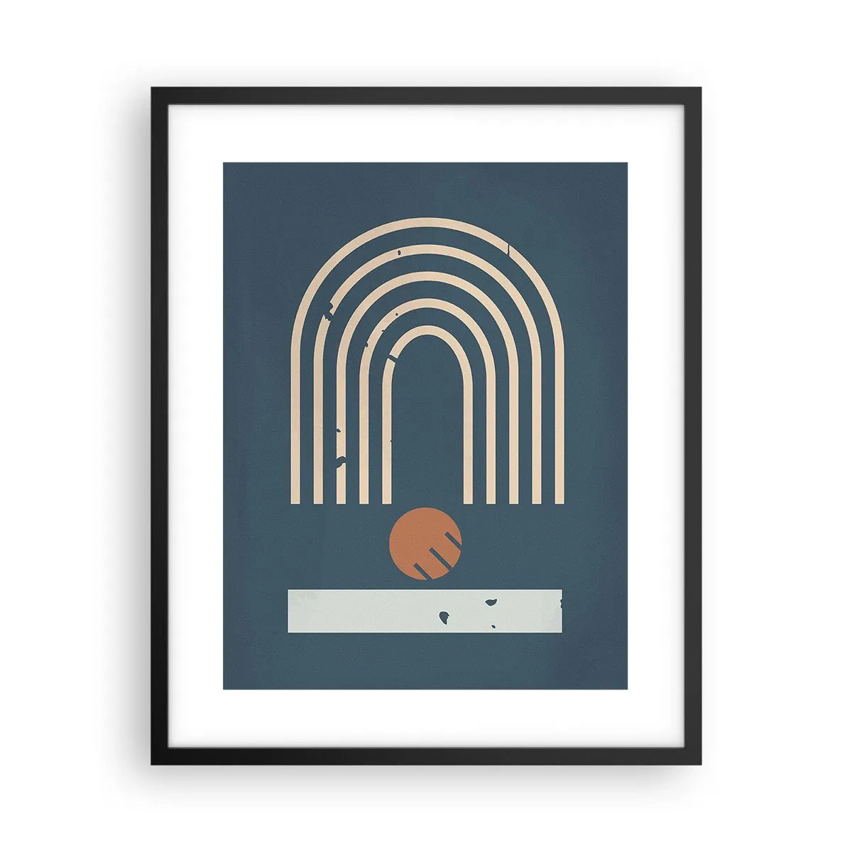 Póster en marco negro - Geometría sobre azul marino - 40x50 cm