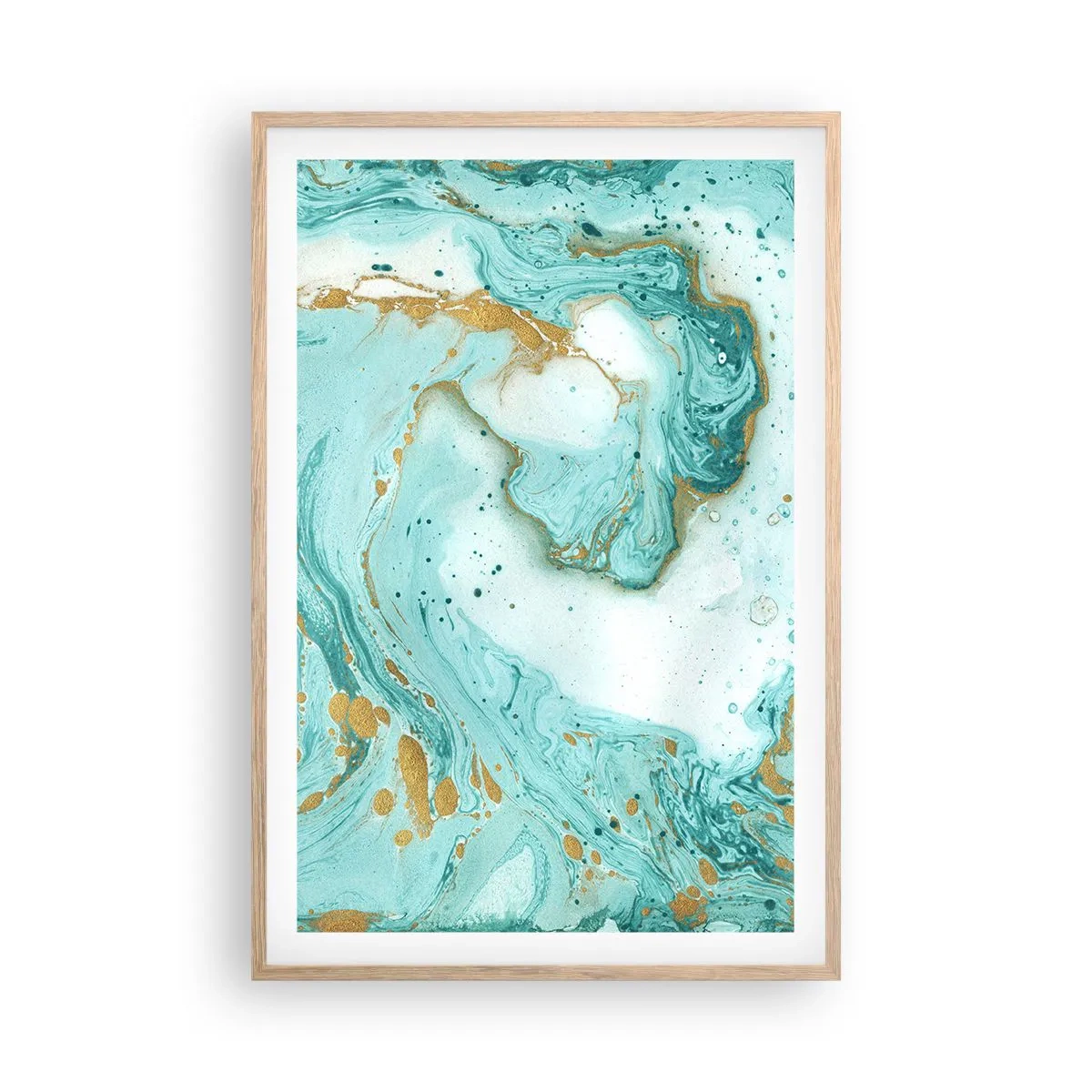 Póster en marco roble claro - Bajo la gran ola del periodo Edo - 61x91 cm