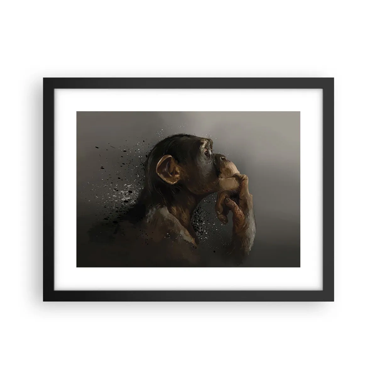 Póster en marco negro - La evolución del pensador - 40x30 cm