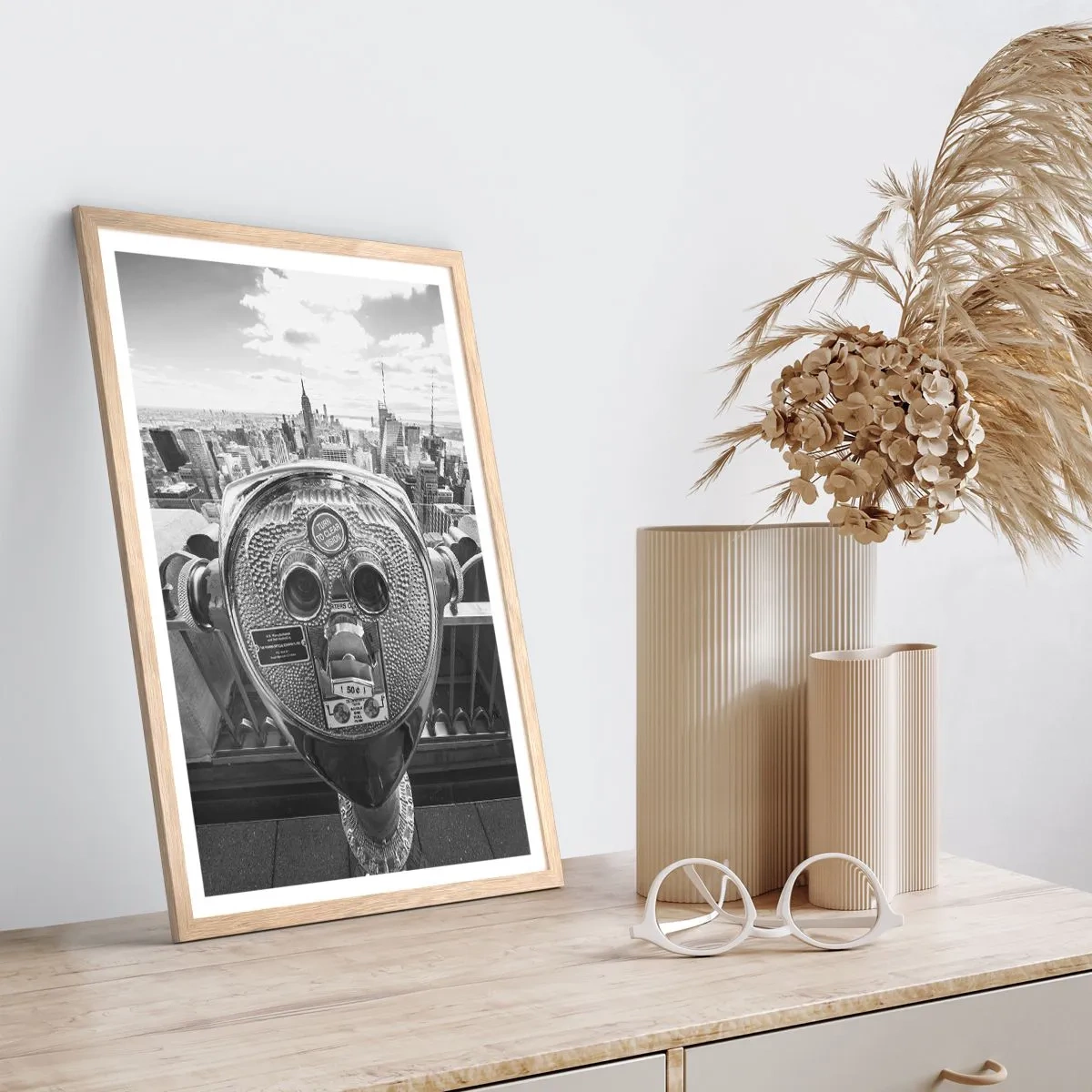 Póster en marco roble claro - Sobre la ciudad - 70x100 cm