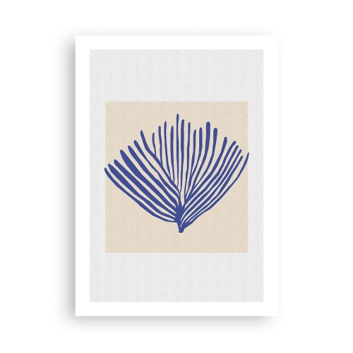Póster - Gráfico estilizado de una planta marina en forma de abanico. - 50x70cm - Abanico azul - Decoración de pared moderna para salón y dormitorio ARTTOR