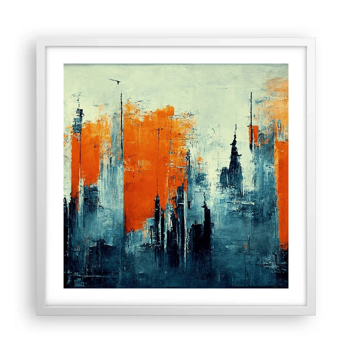 Póster en marco blanco - Paisaje moderno - 50x50 cm