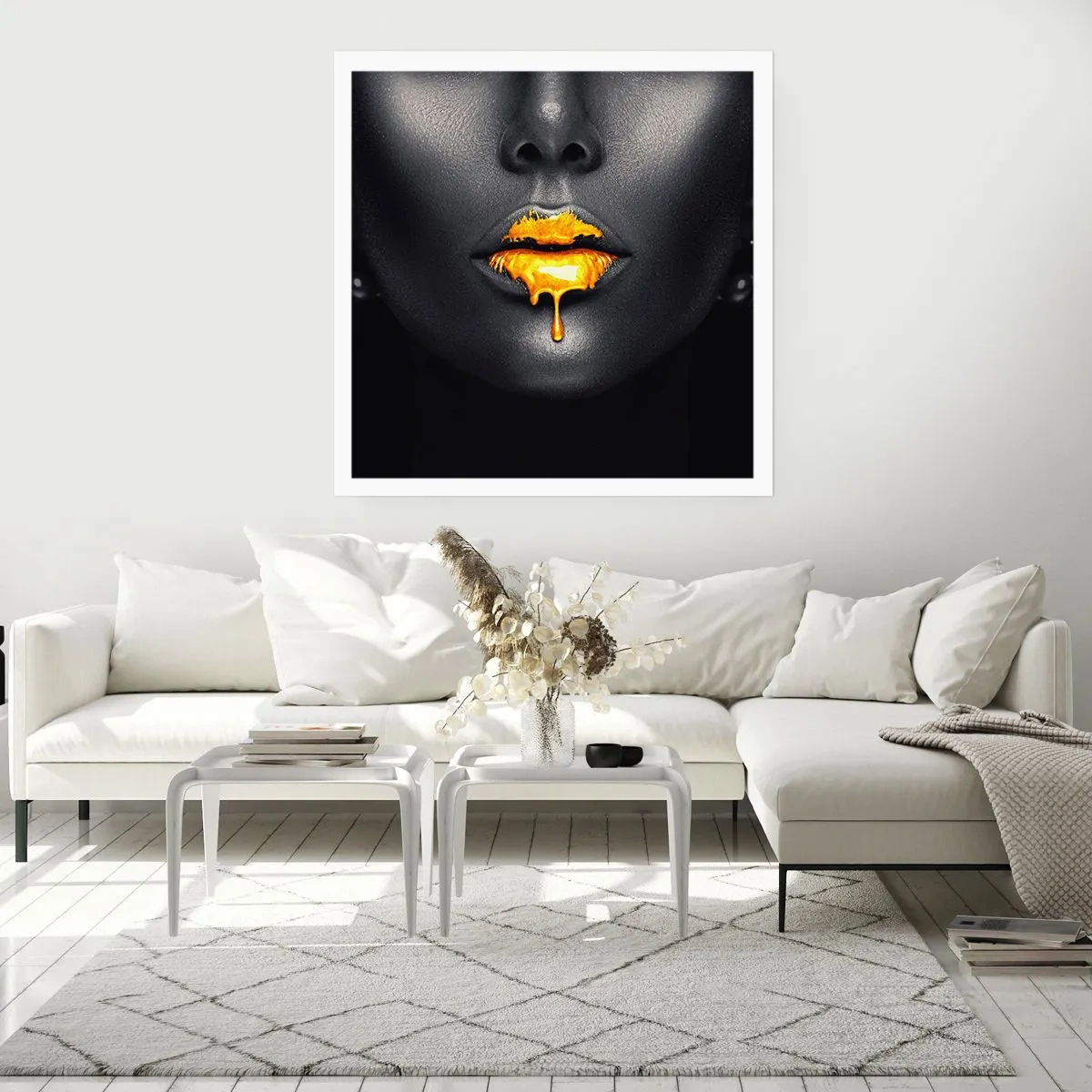 Póster - Labios de oro - 60x60 cm