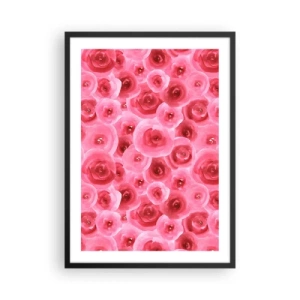 Póster en marco negro - Rosas rosadas de acuarela en un estilo romántico. - 50x70cm - Rosas abajo y arriba - Decoración de pared moderna para salón y dormitorio ARTTOR